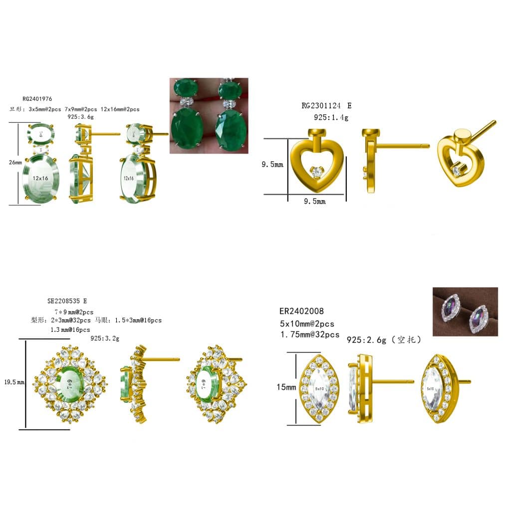 private label jewelry manufacturers Gold ring and pendant design series with detailed measurements custom jewelry factory production guide