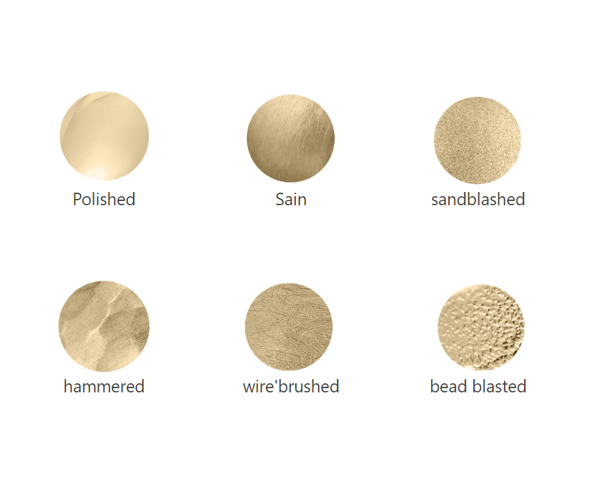 Color tone and finish samples for jewelry