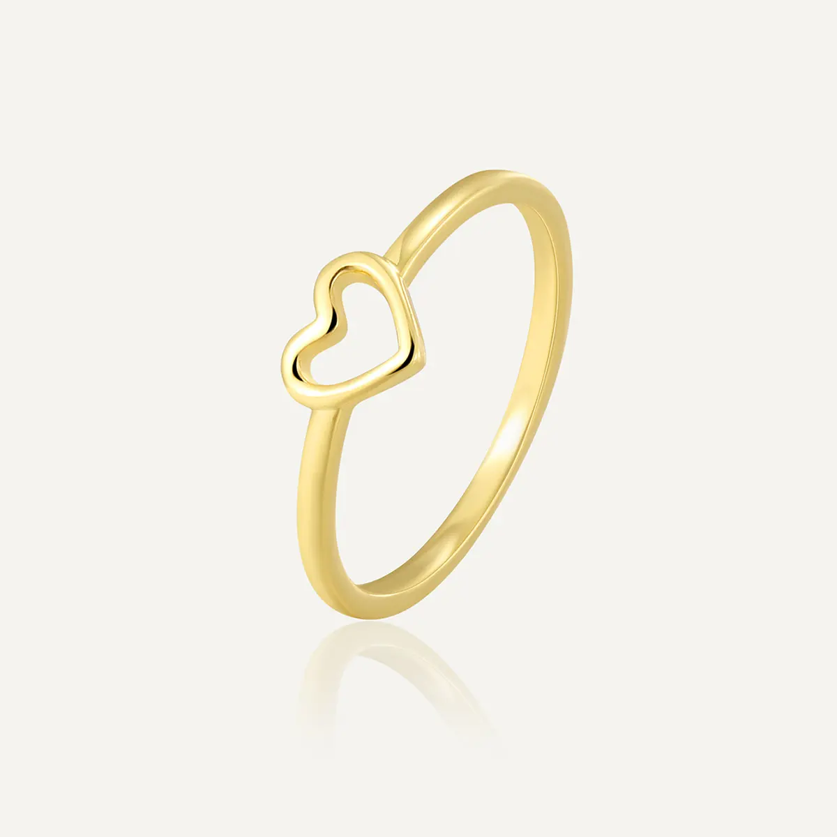 Gold heart-shaped open ring for women