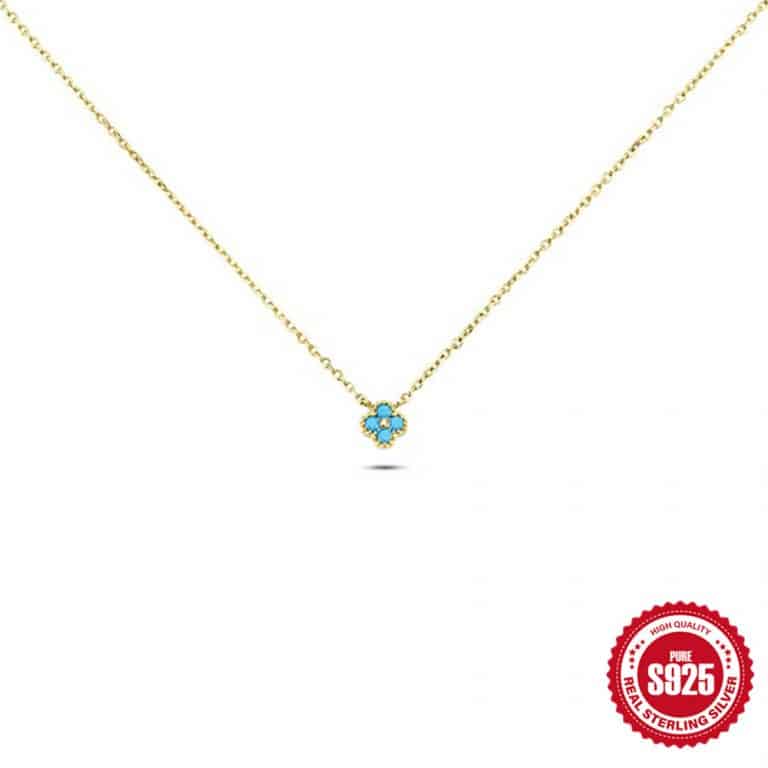sterling silver wholesale jewelry Minimalist gold necklace with star charms and turquoise bead