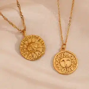 Gold necklace with a single large pearl pendant