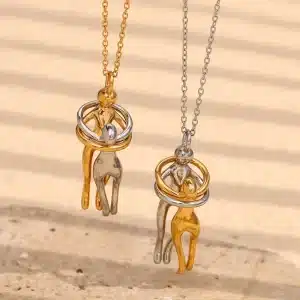 Gold necklaces with colorful gemstone pendants