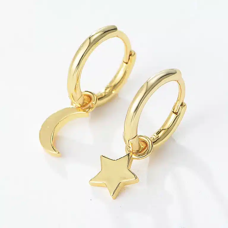 Wholesale sterling silver earrings with crystal accents Gold hoop earrings with star charm