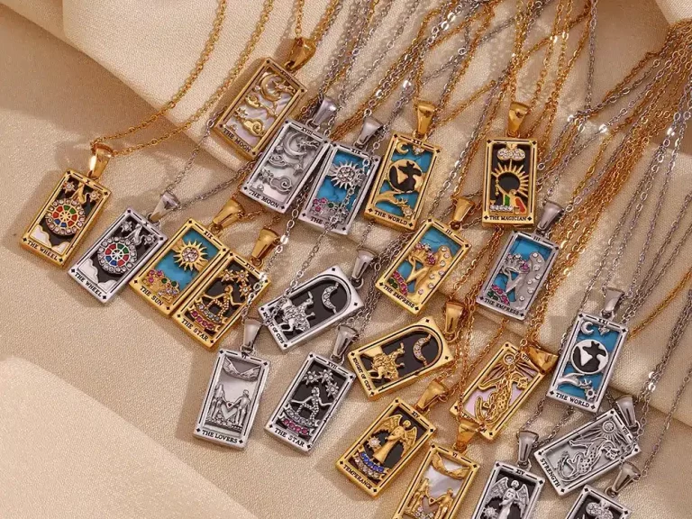 Vintage square pendant necklaces with intricate details