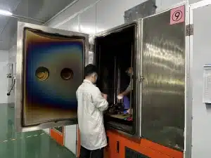 Quality control technician at testing station