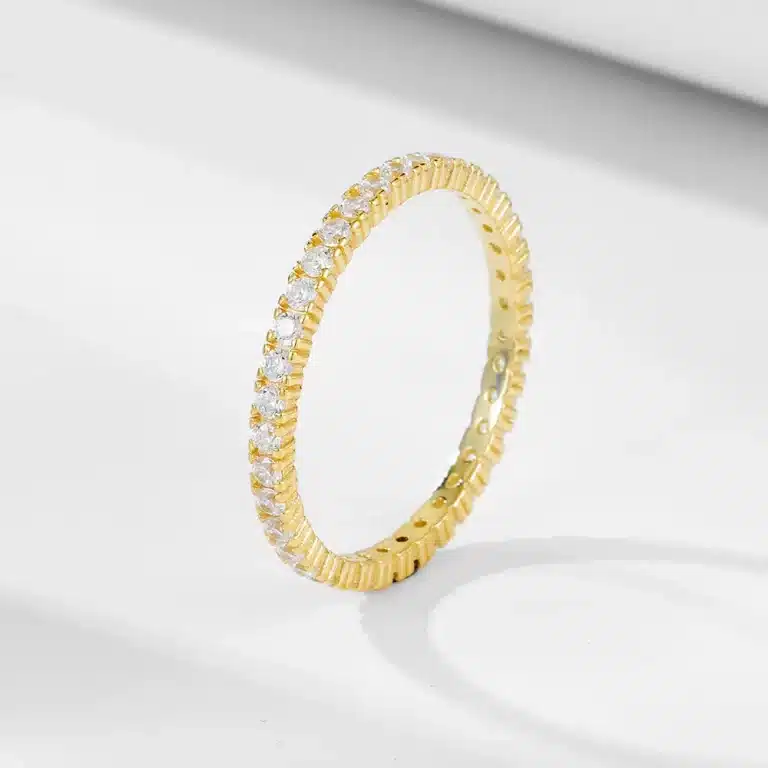 18K Gold Plated 925 Sterling Silver Textured Band Ring