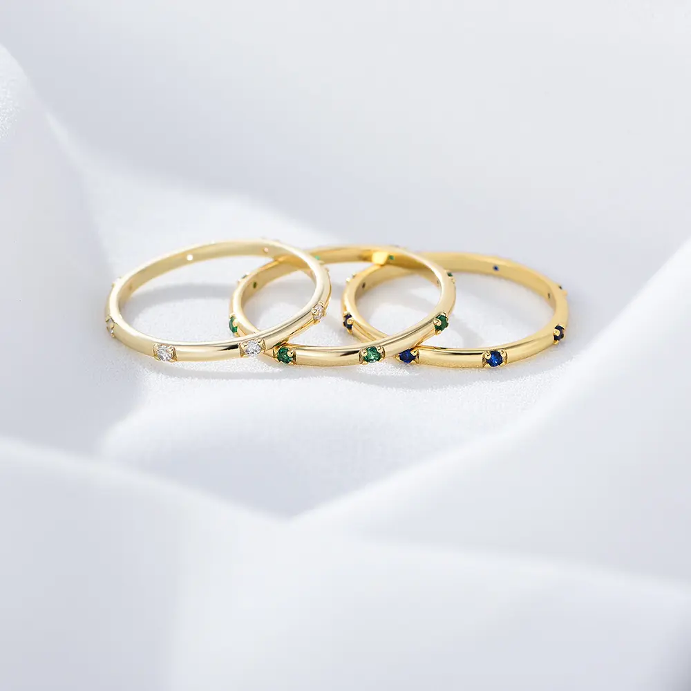 925 Sterling Silver Stackable Wedding Rings Set in Gold Finish