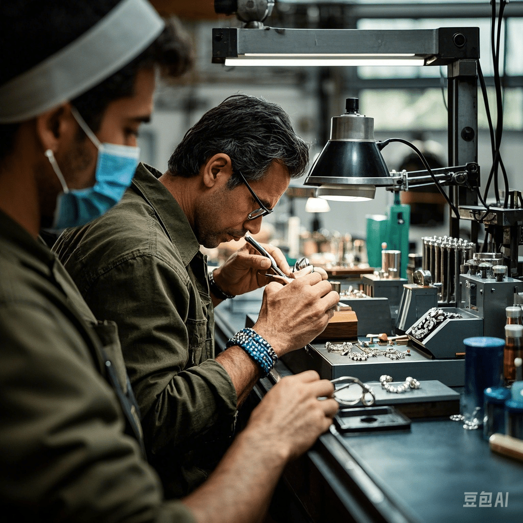 Factory Jewelry Direct Professional jewelry factory production line showing workers crafting fine jewelry pieces
