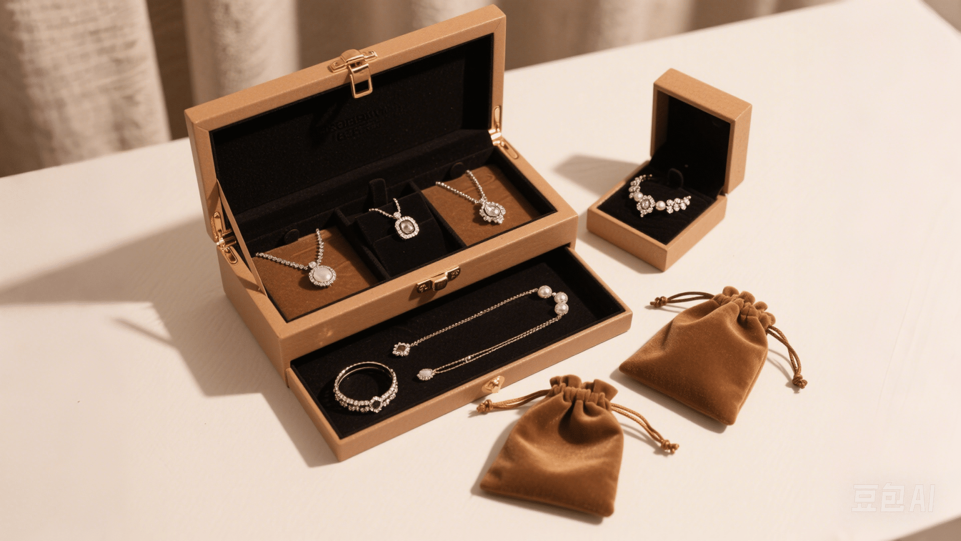 Jewelry Box Wholesale Jewelry packaging boxes and pouches in various colors