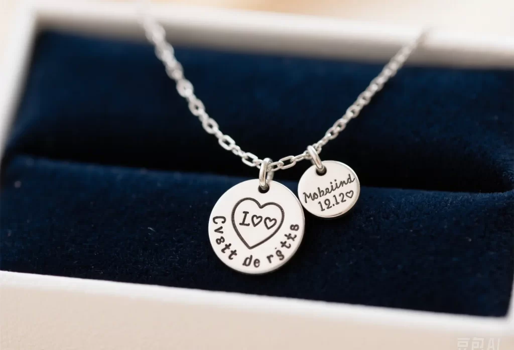Personalized jewelry featuring custom engravings and meaningful charms