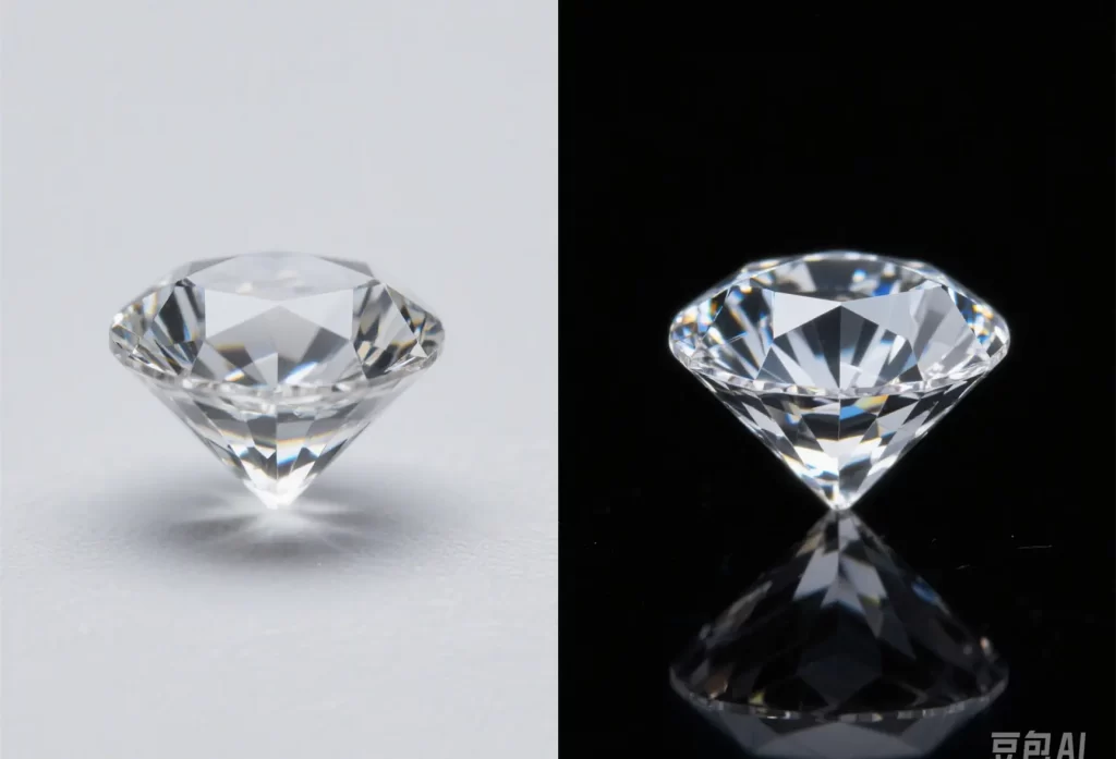 Comparison between lab-grown and mined diamonds showing identical appearance