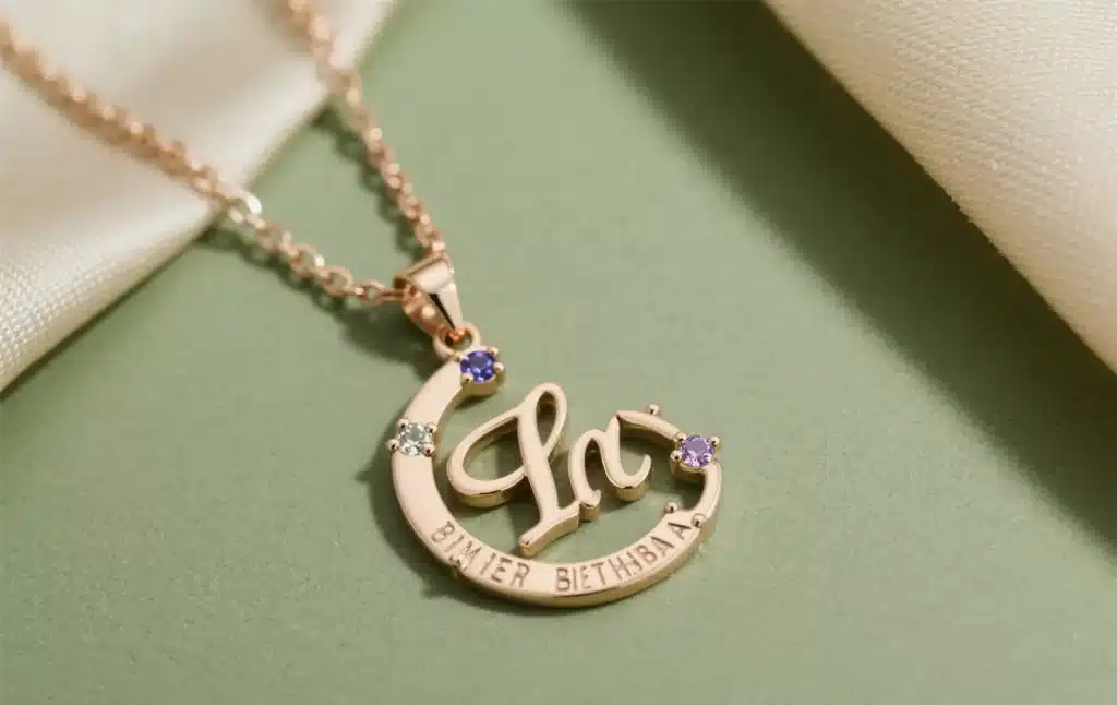 Personalized jewelry with initials and birthstones