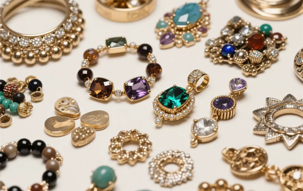 Collection of finished handmade jewelry pieces