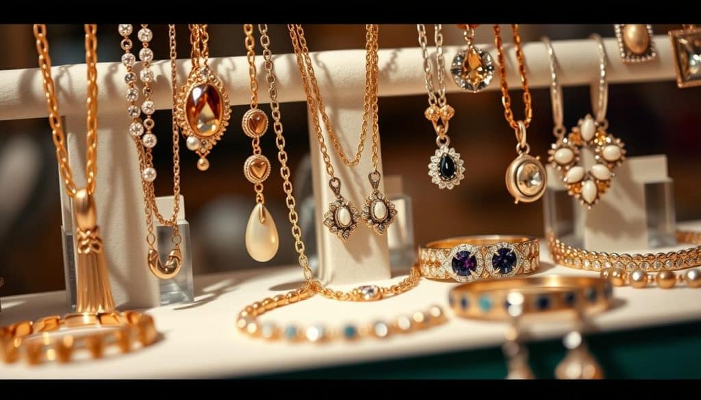 A high-quality close-up photograph of an elegant jewelry layering display showcasing the HonHo Jewelry brand. The composition features an assortment of necklaces, bracelets, and earrings arranged in a visually appealing manner, highlighting the intricate designs and luxurious materials. The lighting is soft and flattering, creating a warm, inviting atmosphere. The camera angle is slightly elevated, providing a clear view of the jewelry pieces and their various lengths and textures. The background is blurred, keeping the focus on the stunning jewelry layering techniques. A high-quality close-up photograph of an elegant jewelry layering display showcasing the HonHo Jewelry brand. The composition features an assortment of necklaces, bracelets, and earrings arranged in a visually appealing manner, highlighting the intricate designs and luxurious materials. The lighting is soft and flattering, creating a warm, inviting atmosphere. The camera angle is slightly elevated, providing a clear view of the jewelry pieces and their various lengths and textures. The background is blurred, keeping the focus on the stunning jewelry layering techniques.