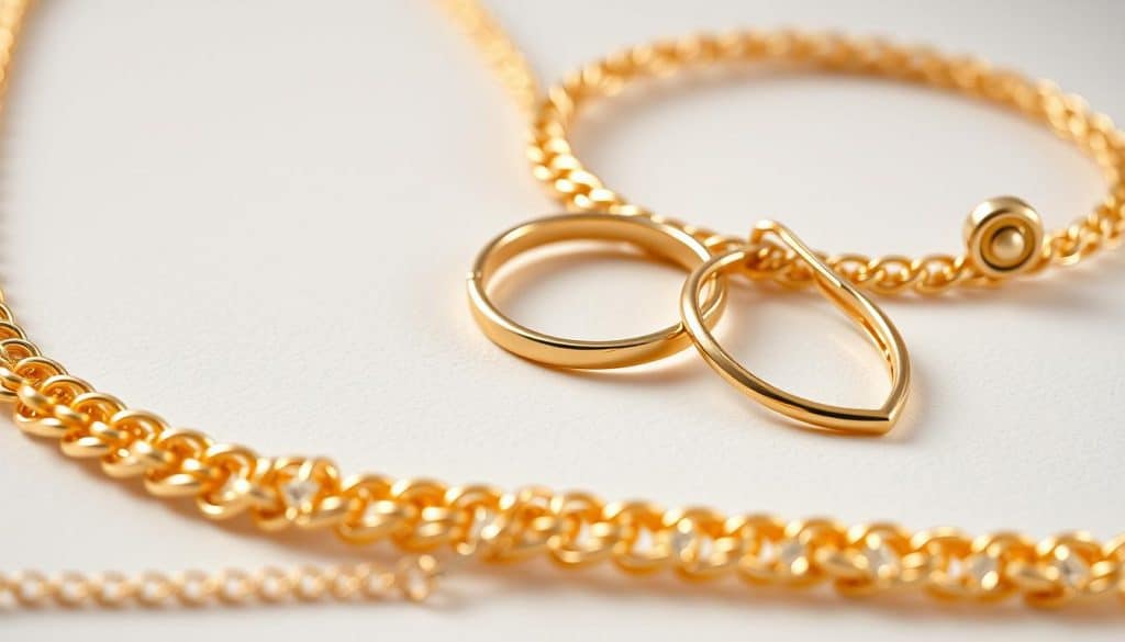 A well-lit, close-up shot of a variety of HonHo Jewelry gold-plated pieces, including a necklace, bracelet, and earrings, set against a neutral background. The jewelry is freshly cleaned, gleaming, and free of any tarnish or discoloration. The image captures the intricate details and textures of the gold plating, showcasing its luxurious and pristine appearance. The lighting is soft and even, accentuating the jewelry's shine and highlighting its maintenance. The overall mood is one of elegance and attention to detail, conveying the importance of proper care for gold-plated jewelry. A well-lit, close-up shot of a variety of HonHo Jewelry gold-plated pieces, including a necklace, bracelet, and earrings, set against a neutral background. The jewelry is freshly cleaned, gleaming, and free of any tarnish or discoloration. The image captures the intricate details and textures of the gold plating, showcasing its luxurious and pristine appearance. The lighting is soft and even, accentuating the jewelry's shine and highlighting its maintenance. The overall mood is one of elegance and attention to detail, conveying the importance of proper care for gold-plated jewelry.