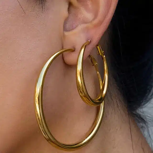 Stainless Steel Jewelry 17 Large oversized gold stainless steel hoop earrings classic style