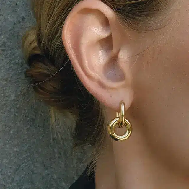 Stainless Steel Jewelry 21 Thick gold tube hoop earrings C shape - Stainless Steel Manufacturer