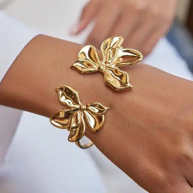 Stainless Steel Jewelry 30 Large gold butterfly open ring statement jewelry - Stainless Steel Factory