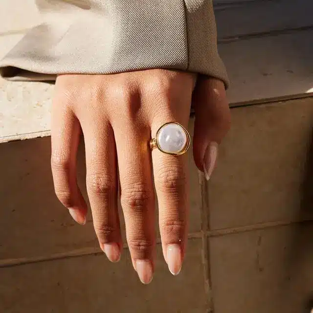 Stainless Steel Jewelry 36 Statement pearl ring gold plated stainless steel for women - Jewelry Manufacturer