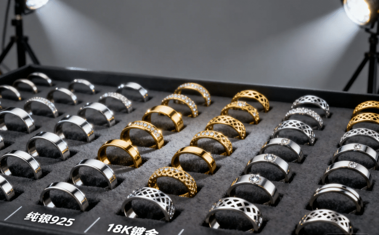 Wholesale Nickel Free Jewelry rings are available in sterling silver, 18K gold plating, and 316L stainless steel for global B2B buyers.