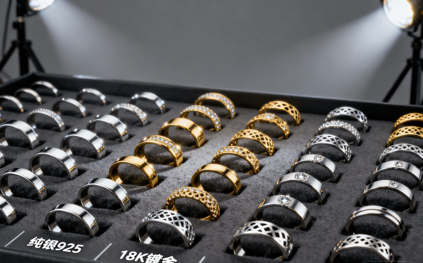 Wholesale Nickel Free Jewelry rings are available in sterling silver, 18K gold plating, and 316L stainless steel for global B2B buyers.