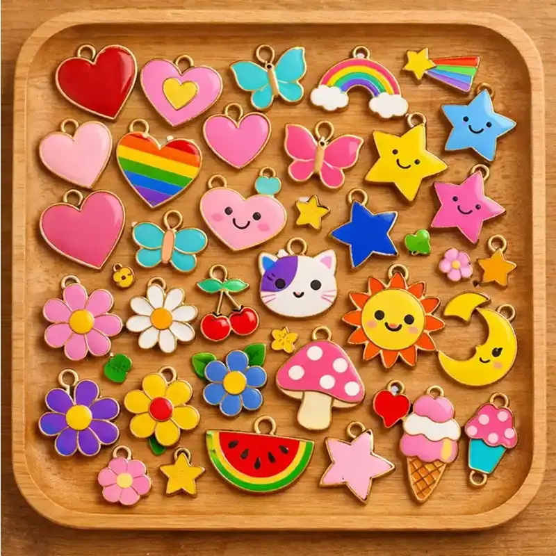 Enamel Jewelry Wholesale: Adding Color to Your Brand’s Collections 3 -Wholesale enamel charms in various shapes and bright colors
