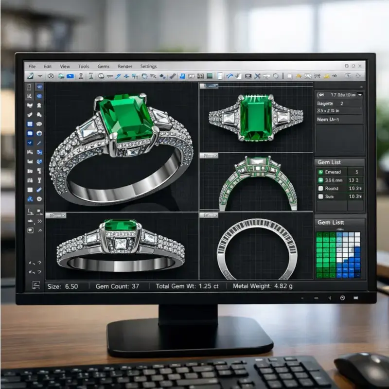 How to Dodge Jewelry Sourcing Risks from China: Your 2026 Playbook 3 Ring designed on a computer.