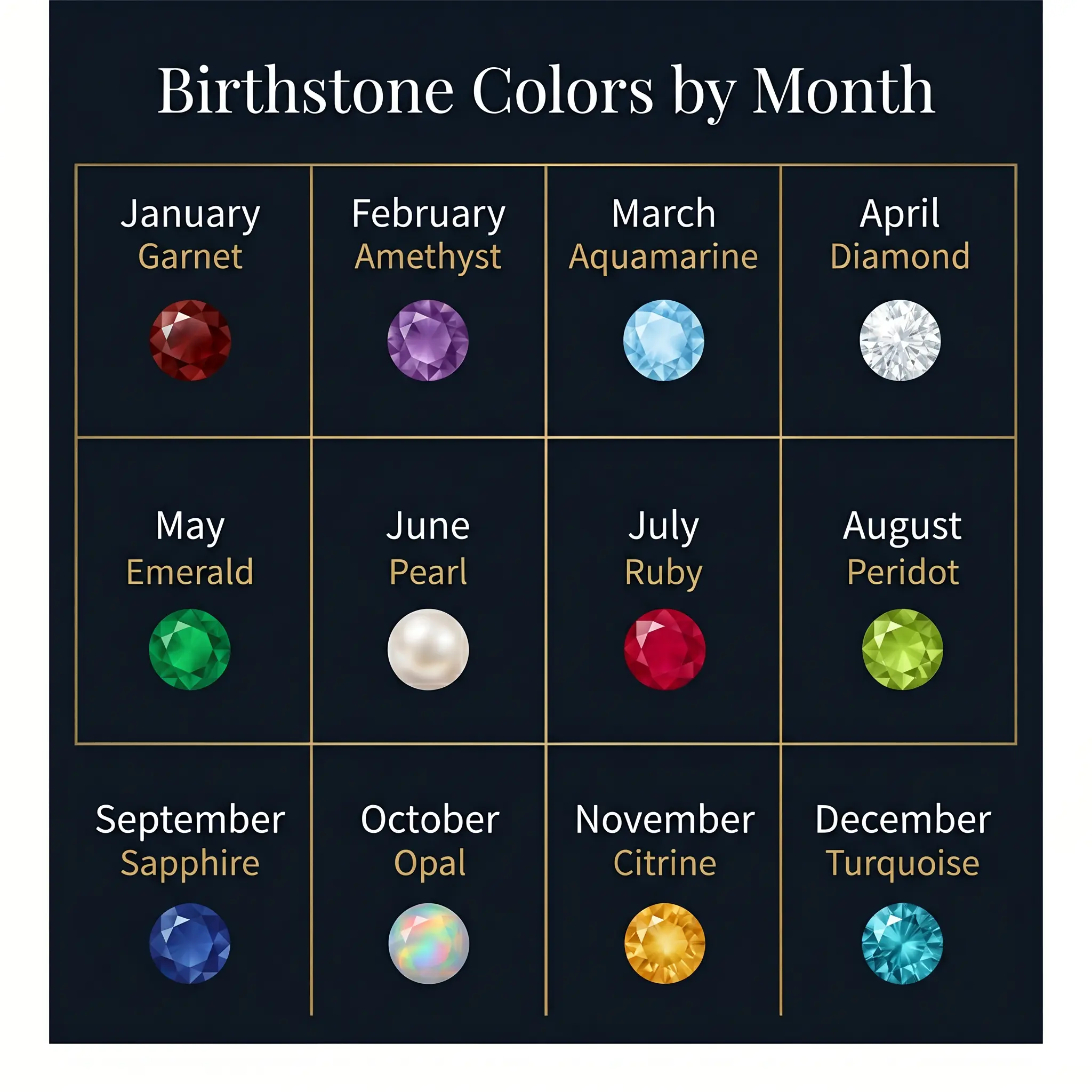 Birthstone Colors and Meanings by Month birthstone color chart by month garnet to turquoise
