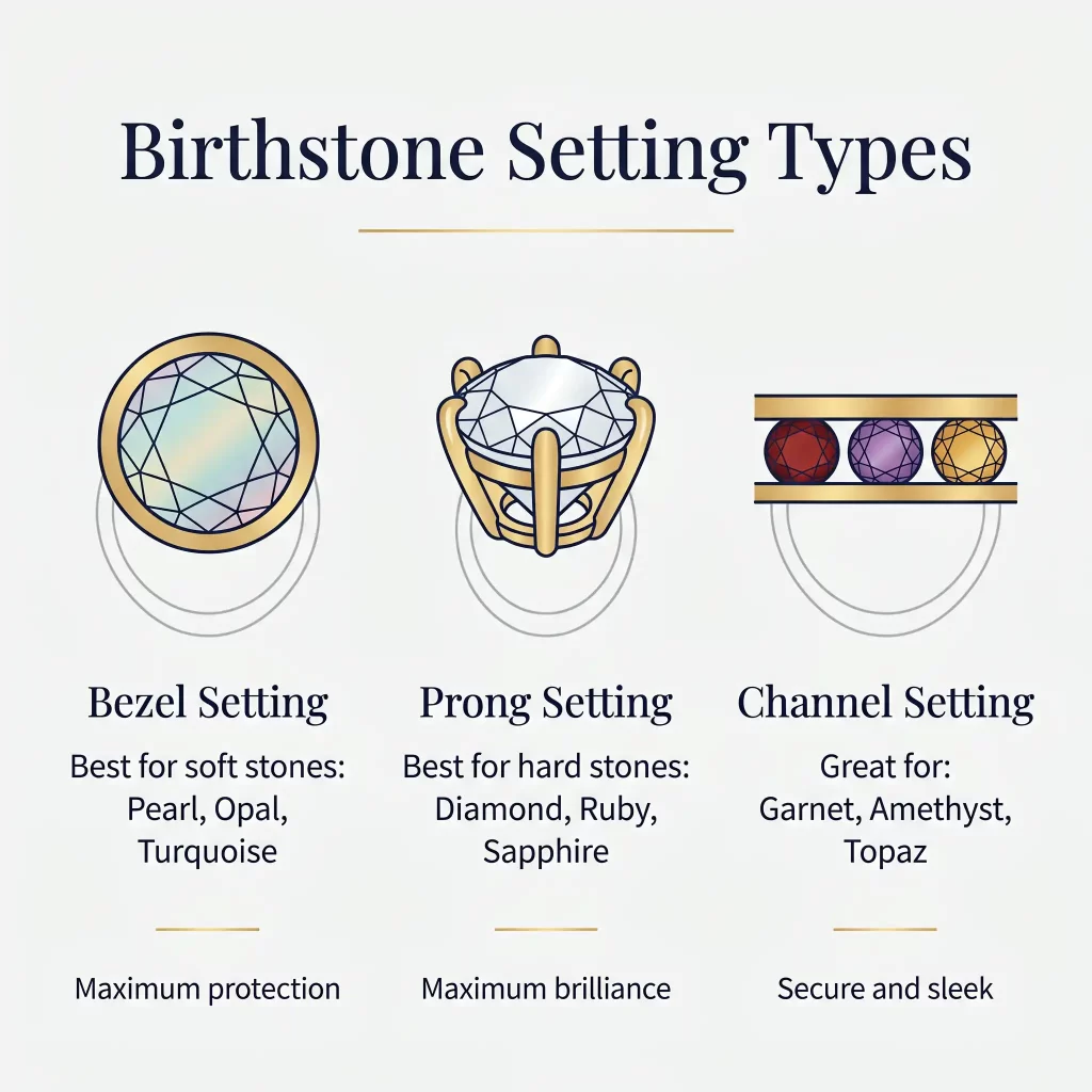 birthstone jewelry setting types bezel prong eecbef742e014fd48f6eacbc1f3ea1da