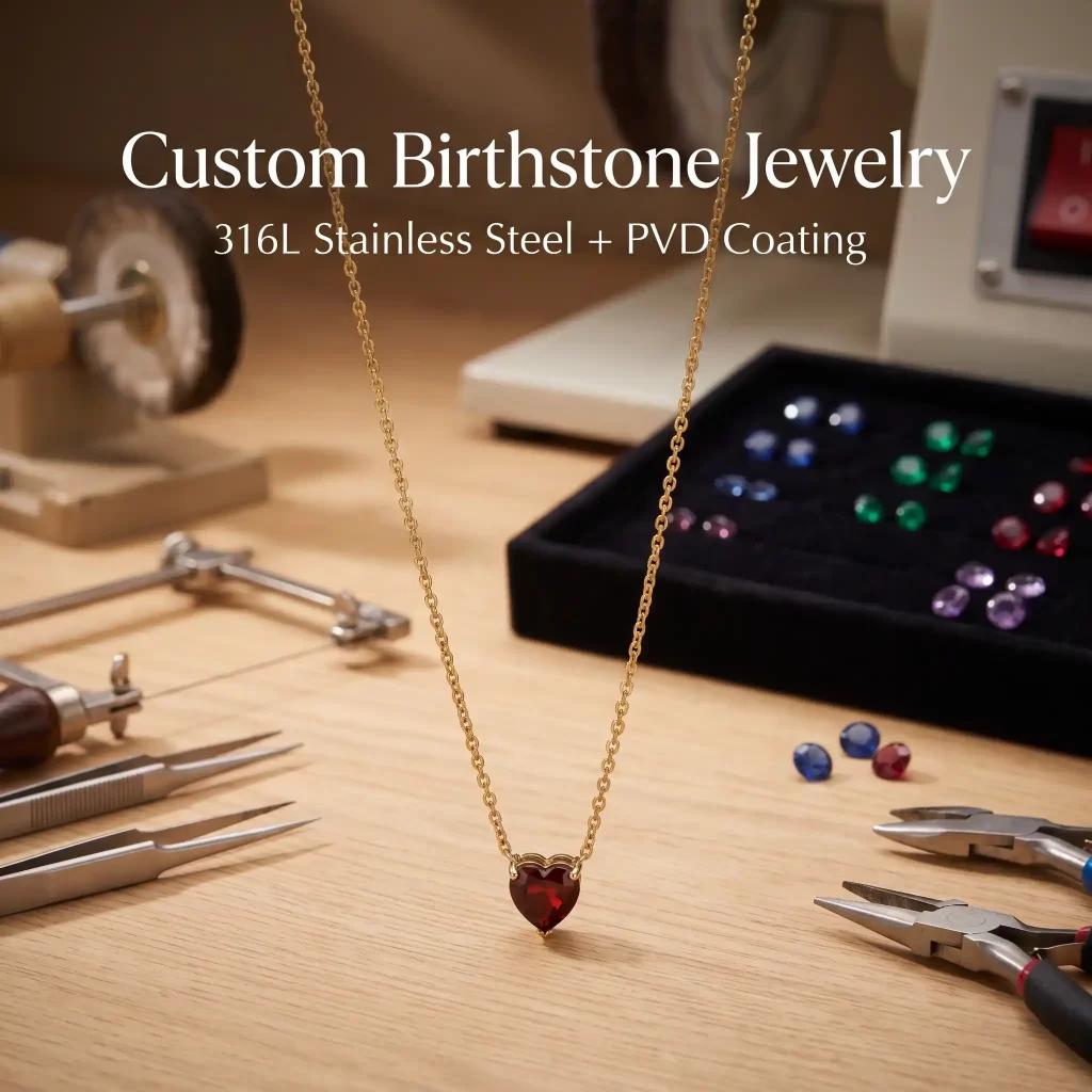 custom birthstone necklace manufacturing stainless steel a66abc9116e04ab582368bbf8ed729fb