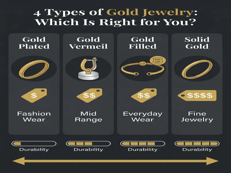 Gold Filled vs Gold Plated Jewelry: The Complete Guide (What Nobody Tells You) 6 gold jewelry types comparison collection 7c50a80f19cb425992a8917a6bc54a23