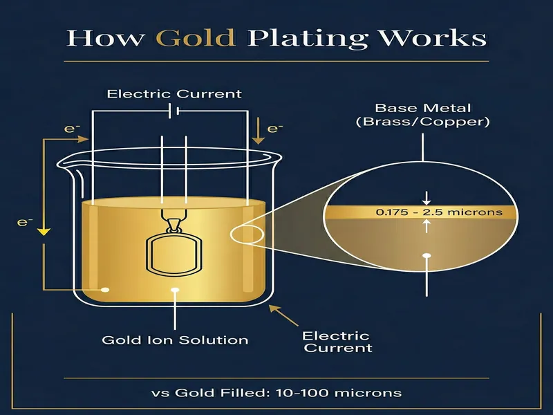 Gold Filled vs Gold Plated Jewelry: The Complete Guide (What Nobody Tells You) 2 gold plating electroplating process d9bd88d46c49445b8851ed4ea151d542