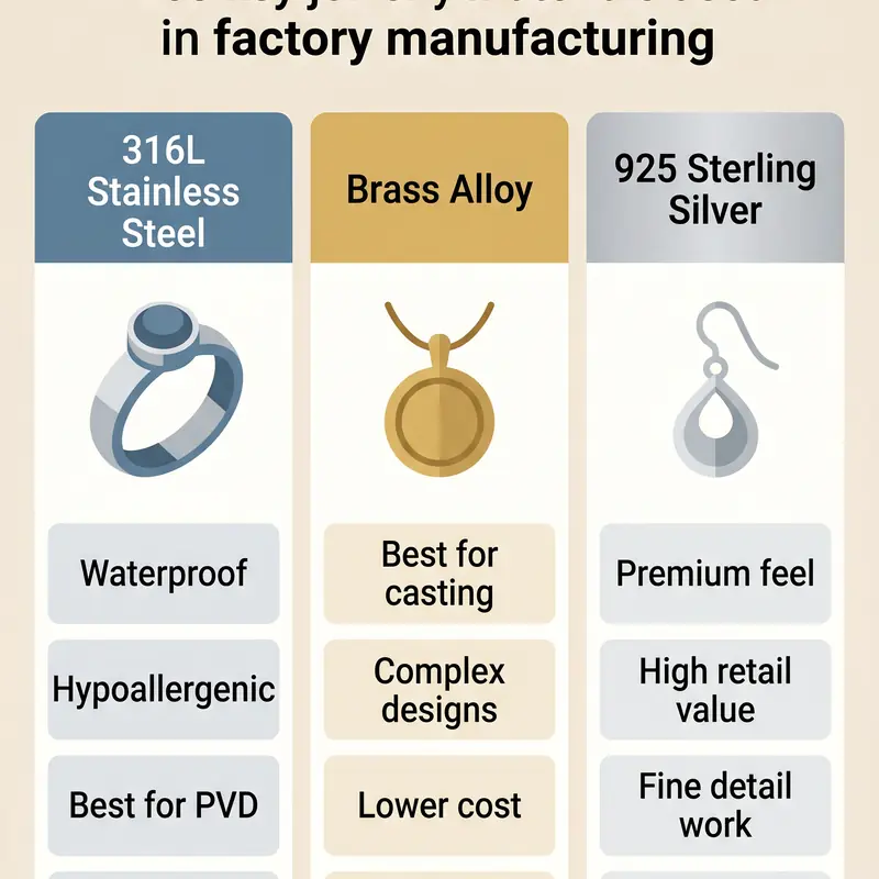 The Ultimate Guide to Factory Jewelry Direct: Sourcing Secrets and Avoiding Pitfalls 4 jewelry material comparison stainless brass silver cd04eeb3230b45e7be109b5bb202cdae 1
