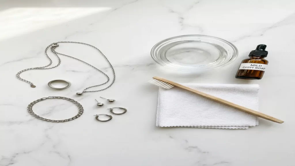 How to Clean Stainless Steel Jewelry: 7 Methods That Actually Work 1 stainless steel jewelry cleaning supplies 355b0474ad9e42718a343aba2b931b92