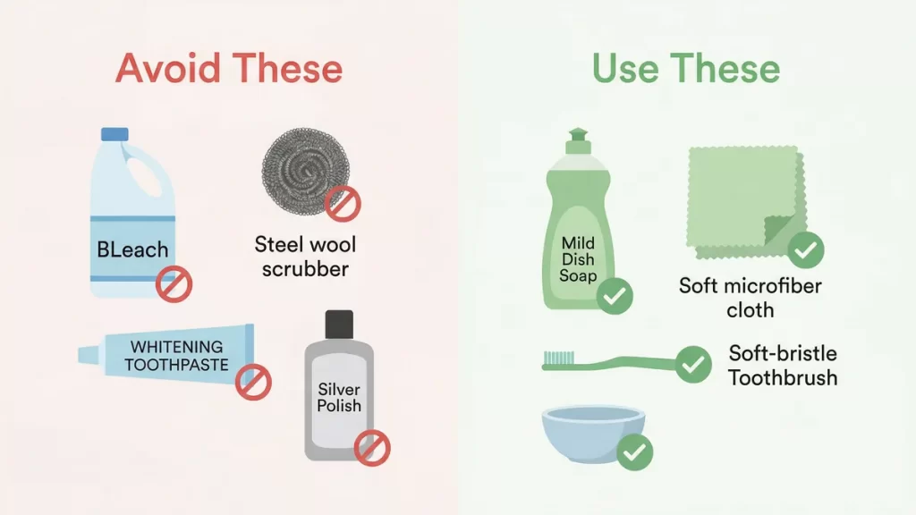 How to Clean Stainless Steel Jewelry: 7 Methods That Actually Work 5 what not to use stainless steel jewelry cleaning 5ab871fe187b46009c0a3baba56cf406