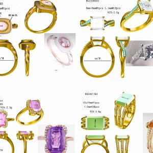 18K gold engagement ring CAD design drawings with multiple angles and gemstone settings professional jewelry manufacturer