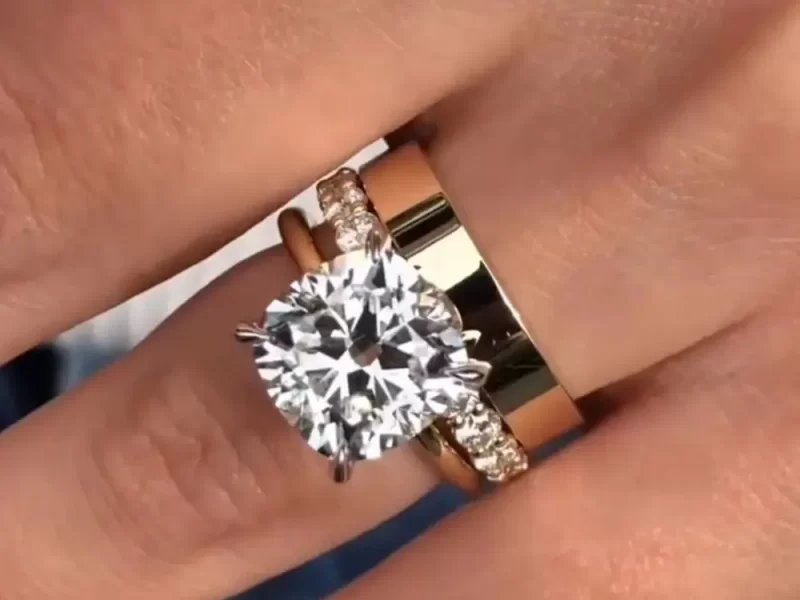 custom rings Handcrafted brass rings with vintage design 925 Sterling Silver Solitaire Engagement Ring with Round Cut Diamond