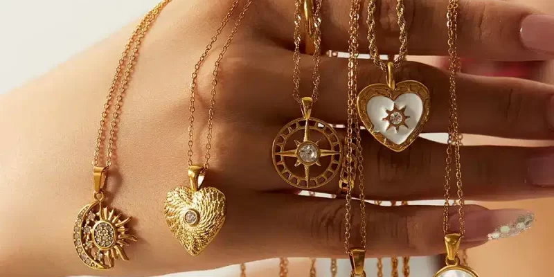 wholesale fashion necklaces Stainless steel multi-strand necklace with cross and crystal charms